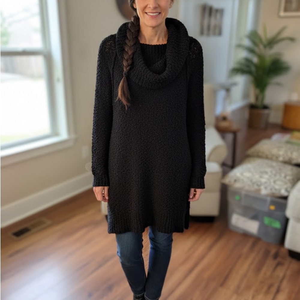 Women's Black Cowl Neck Sweater